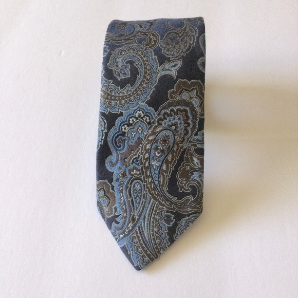 ETON PAISLEY PRINT SILK TIE BLUE NWOT - Picture 1 of 13